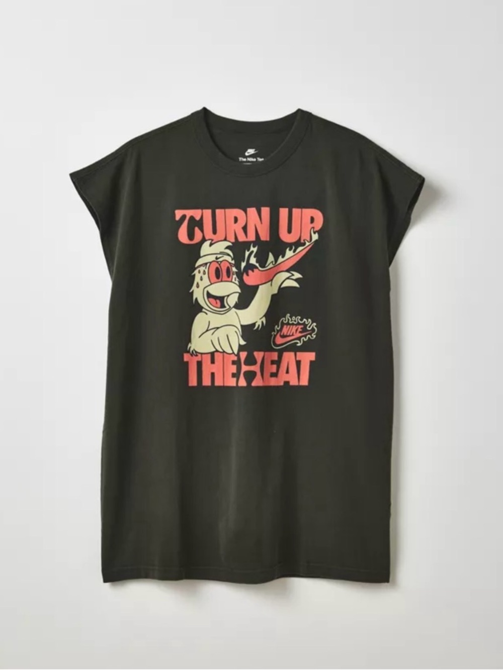 Nike Women's Black Muscle Tee with Red & Cream 'Turn Up The Heat' Graphic